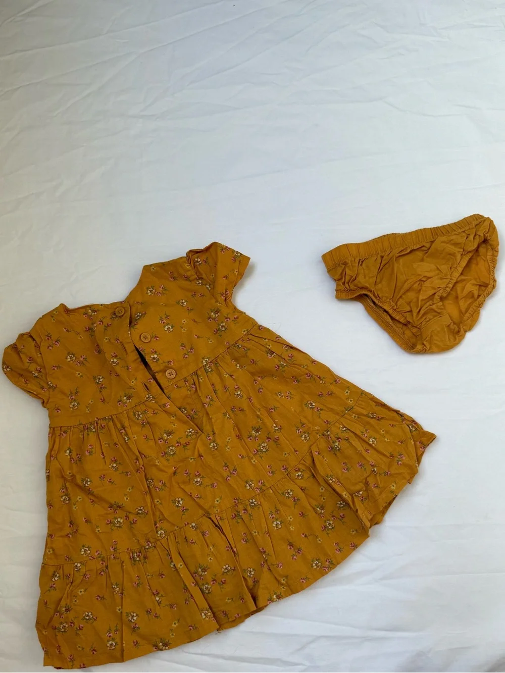 OshKosh B'gosh Mustard Floral Dress with Bloomer